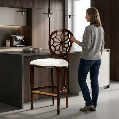 Poltrone Lounge Club di lusso in legno, sedie design, sgabello da bar, sgabello.