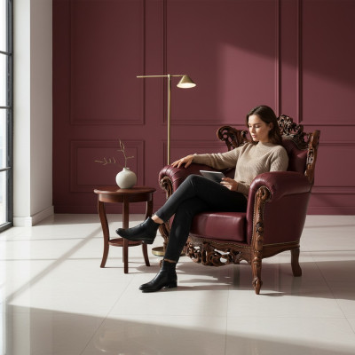 Poltrona 90 x 82 cm Divano Imbottito Design in Pelle 1 Posto Sedile Divano Nuovo