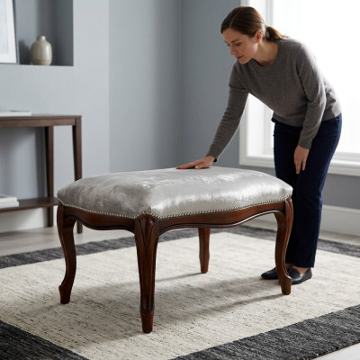 Pouf Imbottito Chaise Longue Ottomana Blu, Design Nuovo, Pufa Ottoman Hocker Pouf