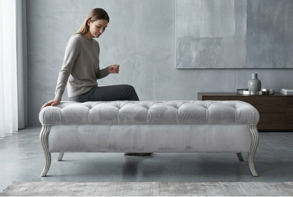 Chesterfield Design Poggiapiedi Pouf ovale Pouf poggiapiedi Mobili Pouf imbottito Sgabello da seduta