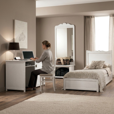 Letto Scrivania Camera da letto Design Hotel Arredi Specchi Set di 4 pezzi