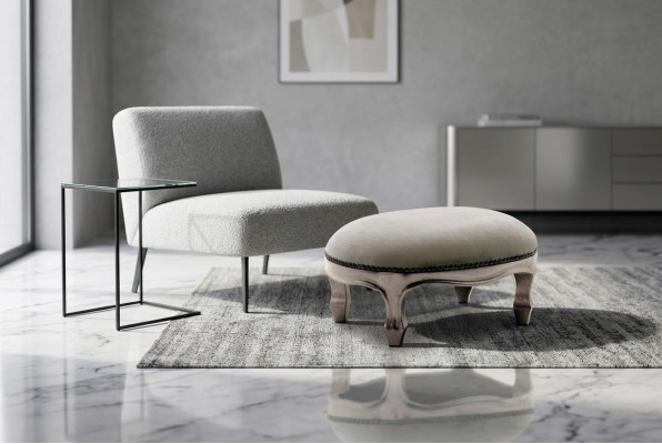 Poggiapiedi Imbottito Sedile Tessuto Relax Divano Tavolino Panchina Poggiapiedi R1 Designer Di Lusso
