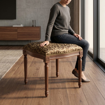 Soggiorno Pouf in legno e tessuto Pouf Ottoman Pouf per sedersi Pouf da seduta Pouf da seduta