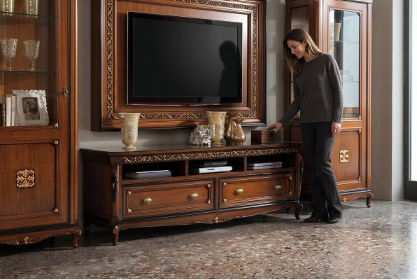 Design cassettone armadio credenza stile classico salotto cassettiere mobile RTV basso.
