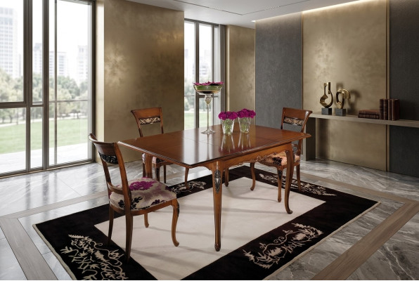 Tavoli da pranzo Mobili 110x110cm Tavoli in legno Design Camere da letto Tavolo in legno Tavolo Classico