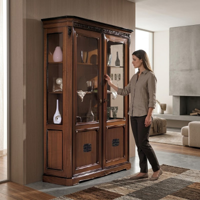 Vetrina in vetro Design Mobile in legno NUOVO Vetrina Comò Vetrine Comò