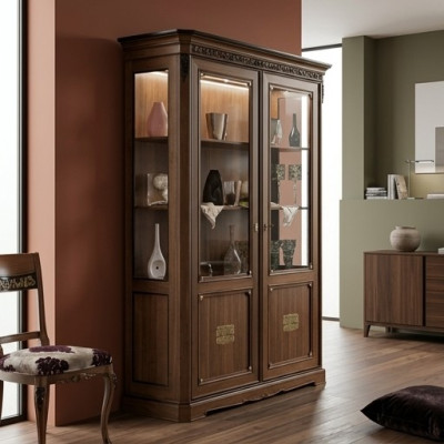 Vetrina in vetro Design Mobile in legno NUOVO Vetrina Comò Vetrine Comò