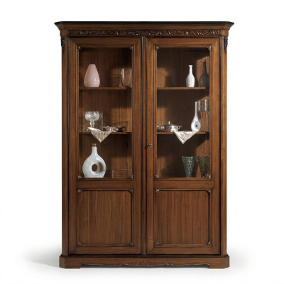 Vetrina in legno lussuosa, armadi classici, credenza in stile, mobili di design italiani marrone.
