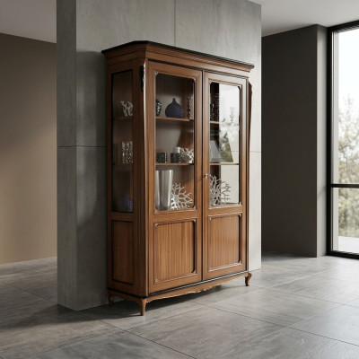 Mobili in legno marrone Vetrina Elegante mobiletto vetrina Mobili italiani Classico