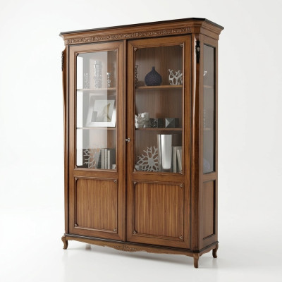 Mobili in legno marrone Vetrina Elegante mobiletto vetrina Mobili italiani Classico
