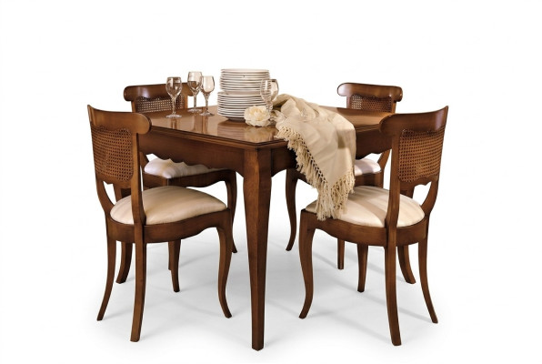 Sedie da designer Lehn 4x in legno, set di sedie barocche. Imbottitura classica per sedili.