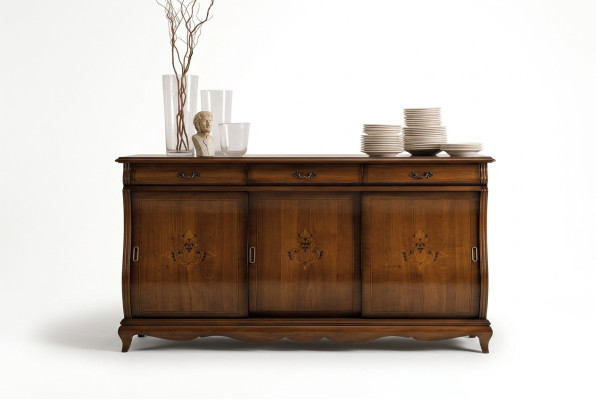 Comò Marrone Credenze in Legno Massello Armadio Mobili Comò Madia Sideboard