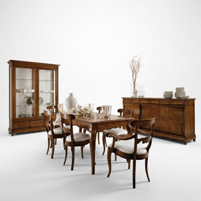 Set da pranzo, tavolo da pranzo con 9 pezzi, tavolo, tavoli, completo, tavolo da pranzo con 6 sedie, gruppo.