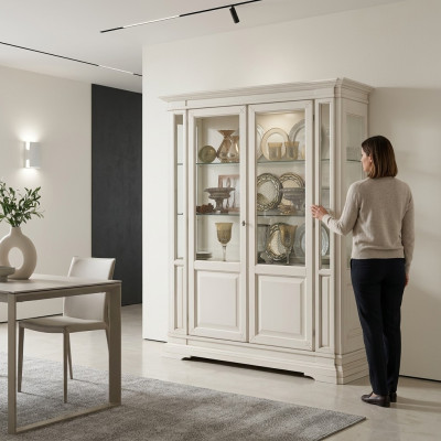 Mobili da soggiorno credenza in legno massiccio Vetrine in vetro Armadio in legno vero Vetrina