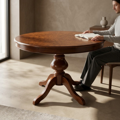 Sala da pranzo Tavoli Mobili rotondi Tavolo da pranzo di lusso Tavolo rotondo in legno massiccio Italia Nuovo  Sala da pranzo Tavoli Mobili rotondi Tavolo da pranzo di lusso Tavolo rotondo in legno massiccio Italia Nuovo