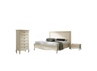 Design Letto di lusso classico in legno con comodino 4 pezzi set camera da letto