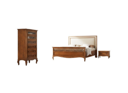 Design Mobili di lusso classici Moderno letto 2x comodino 4 pezzi Set da camera da letto