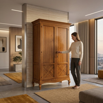 Armadi Camera da letto Armadio Legno Mobili Nuovo Armadio Classico Stile Rustico