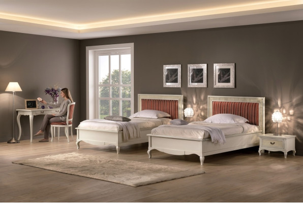 Design camera da letto 6 pezzi Camera da letto Set completo Letto Comodino Scrivania in legno
