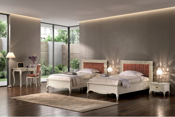 Design camera da letto 6 pezzi Camera da letto Set completo Letto Comodino Scrivania in legno