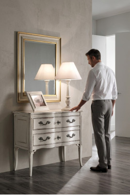 Comò Mobili Armadio Soggiorno Bianco Madia Comodino con Specchio Legno