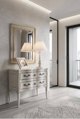 Comò Mobili Armadio Soggiorno Bianco Madia Comodino con Specchio Legno