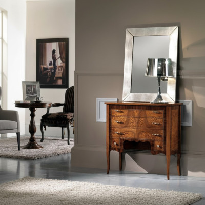 Mobile portaoggetti con specchio, comodini in legno per salotto, armadio in stile country chic design