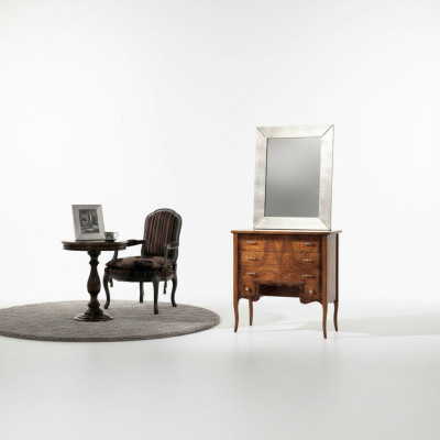 Mobile portaoggetti con specchio, comodini in legno per salotto, armadio in stile country chic design