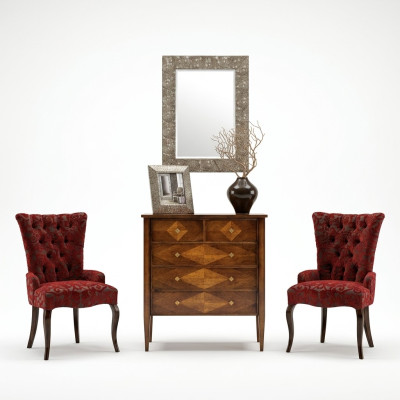 Set cassettiera specchio cassettiere legno stile Art déco design di lusso salotto set 4 pezzi