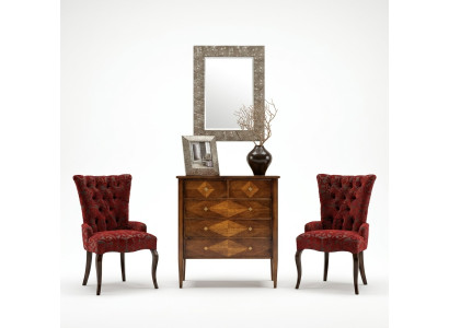 Set cassettiera specchio cassettiere legno stile Art déco design di lusso salotto set 4 pezzi