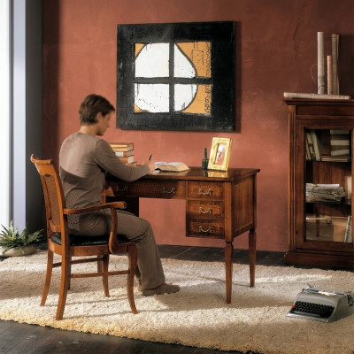 Scrivania Sedia Legno Braccioli Scrivania Mobili Ufficio Italiani 2 pezzi Nuovo