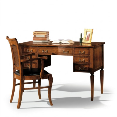 Scrivania Sedia Legno Braccioli Scrivania Mobili Ufficio Italiani 2 pezzi Nuovo