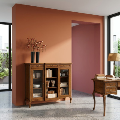 Scaffale per libri credenza mobili classici in legno per soggiorno vetrina armadio