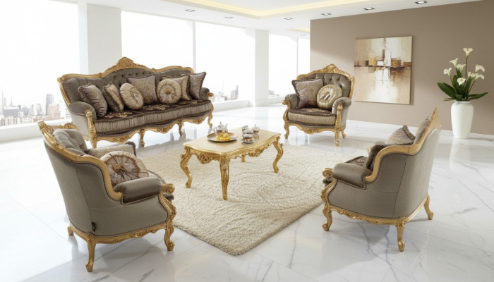 Divano Set di divani 3 2 1 1 posto Seduta relax Divano imbottito Designer Nuovo Tessuto