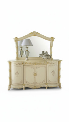 Tavolo da console con specchio, stile lussuoso, cassettiera, console classica, nuova in stile italiano.