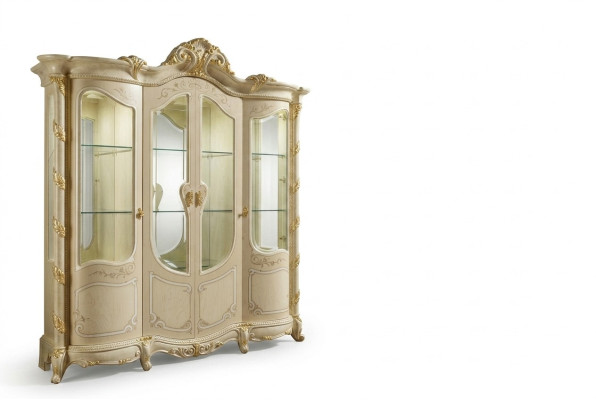 Mobile soggiorno in legno massiccio con credenza in vero legno e vetrina. Vetrina in vetro massiccio.