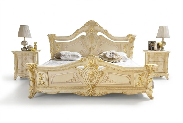 Camera da letto classica Hotel Letto Mobili barocchi in legno Letti italiani di lusso