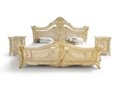 Set da camera da letto Design Art Déco. Letto di lusso con comodino, 3 pezzi.