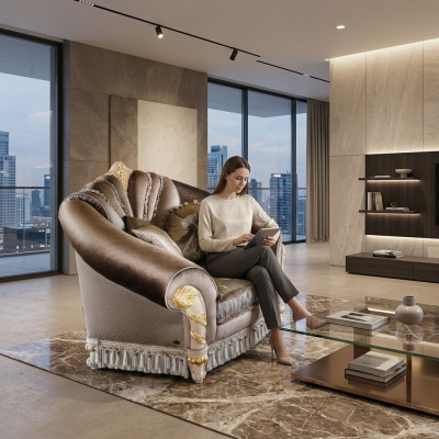 Poltrona Relax in Tessuto Lounge Club Singolo Arredo Nuovo Sedia Design