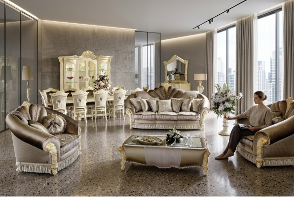 Divani imbottiti Set di divani di lusso 3+1+1 posti design divano nuovo.