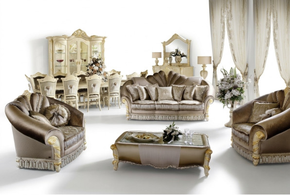 Divani imbottiti Set di divani di lusso 3+1+1 posti design divano nuovo.