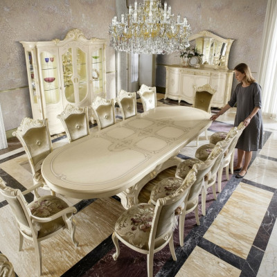 Set da pranzo Set da pranzo in legno Tavolo Tavoli Set completo Tavolo da pranzo 12 sedie 13 pezzi