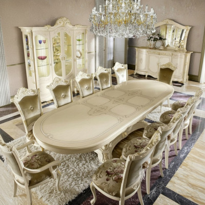 Set da pranzo Set da pranzo in legno Tavolo Tavoli Set completo Tavolo da pranzo 12 sedie 13 pezzi