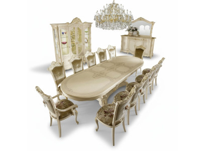 Set da pranzo Set da pranzo in legno Tavolo Tavoli Set completo Tavolo da pranzo 12 sedie 13 pezzi