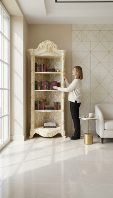 Armadio classico, libreria in legno, nuovo scaffale per libri, vetrina, vetrina libreria.