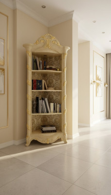 Armadio classico, libreria in legno, nuovo scaffale per libri, vetrina, vetrina libreria.