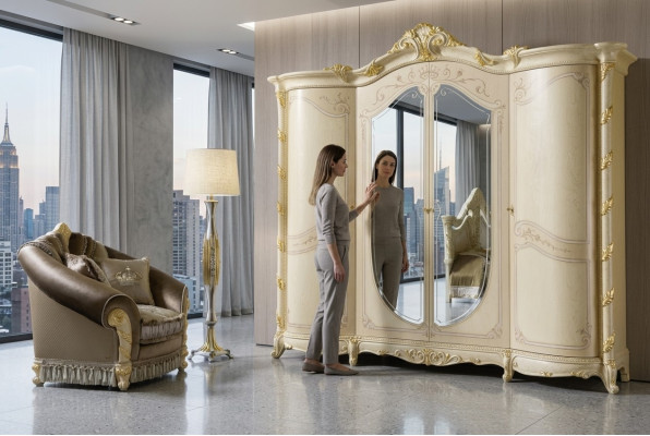 Mobili Barocco Nuovo Armadio Classico Armadi Camera da Letto Armadio Legno