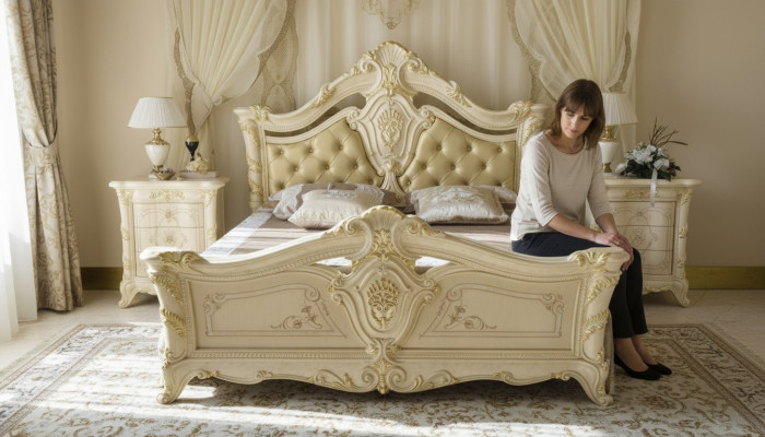 Chesterfield camera da letto mobili barocchi tessile classico letto di lusso