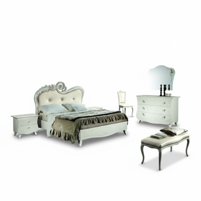 Letto classico Lussuosi letti Mobili Chesterfield Camera da letto Barocco Hotel Tessuto