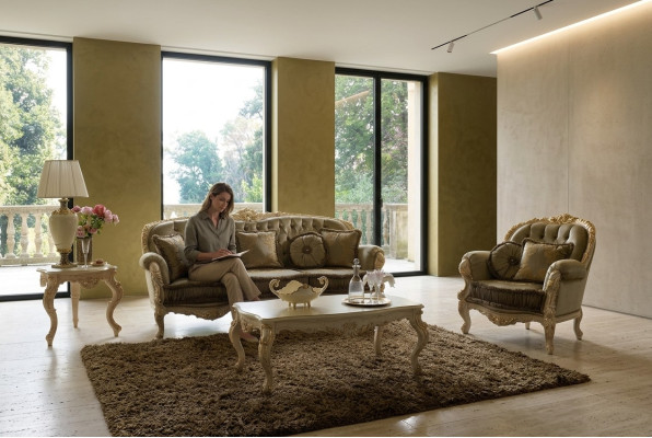 Divano design italiano Divano set 3 + 1 posti Poltrona Divano imbottito Mobili